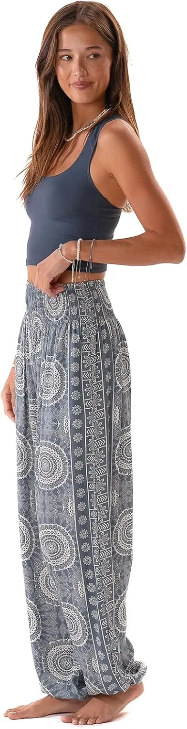 Lotus and Luna Women's Harem Pants Thai Pants for Beach & Lounge High Waisted Flowy Boho Pants Genie Pants Yoga Pants