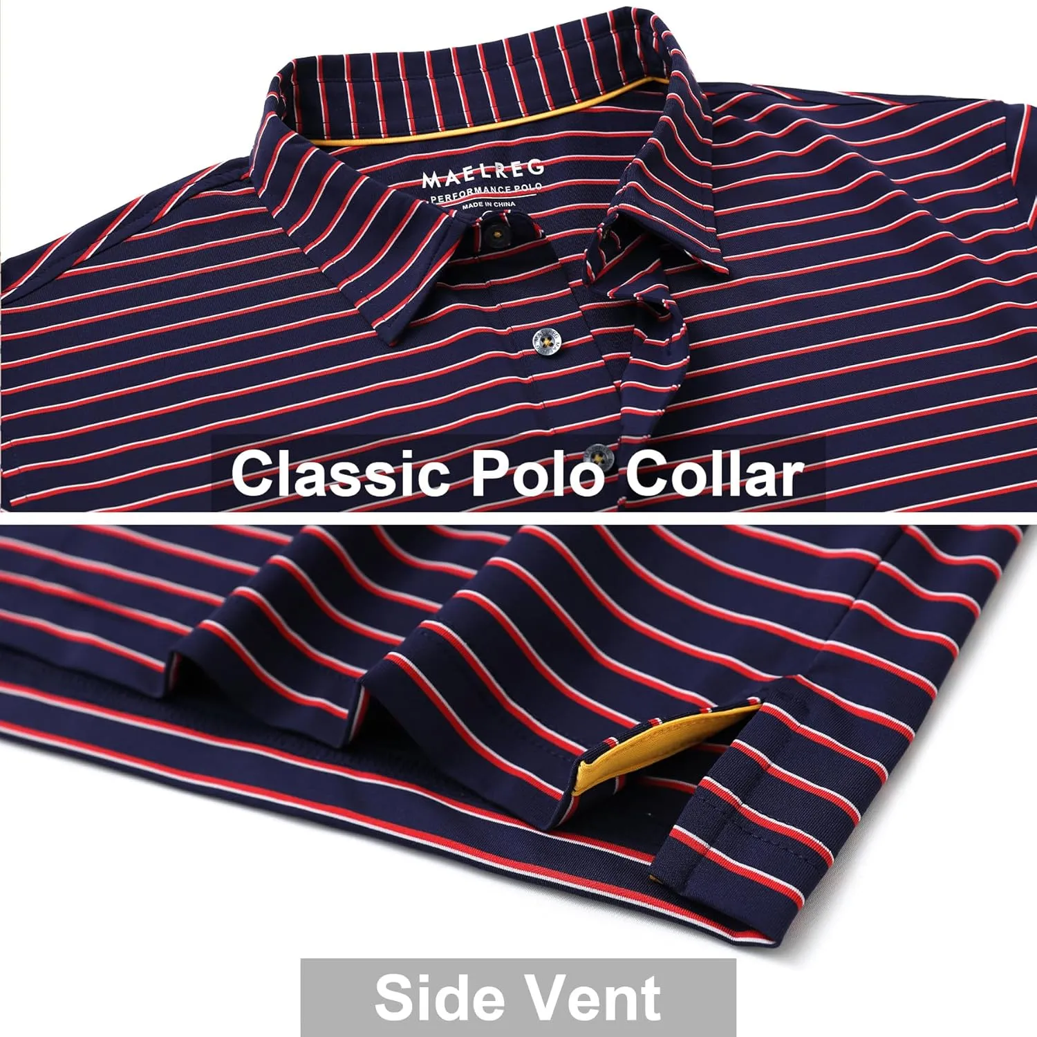 M MAELREG Boys' Polo Shirt Striped Short Sleeve Moisture Wicking Performance Stretch Active Casual Collared Kids Golf Shirt