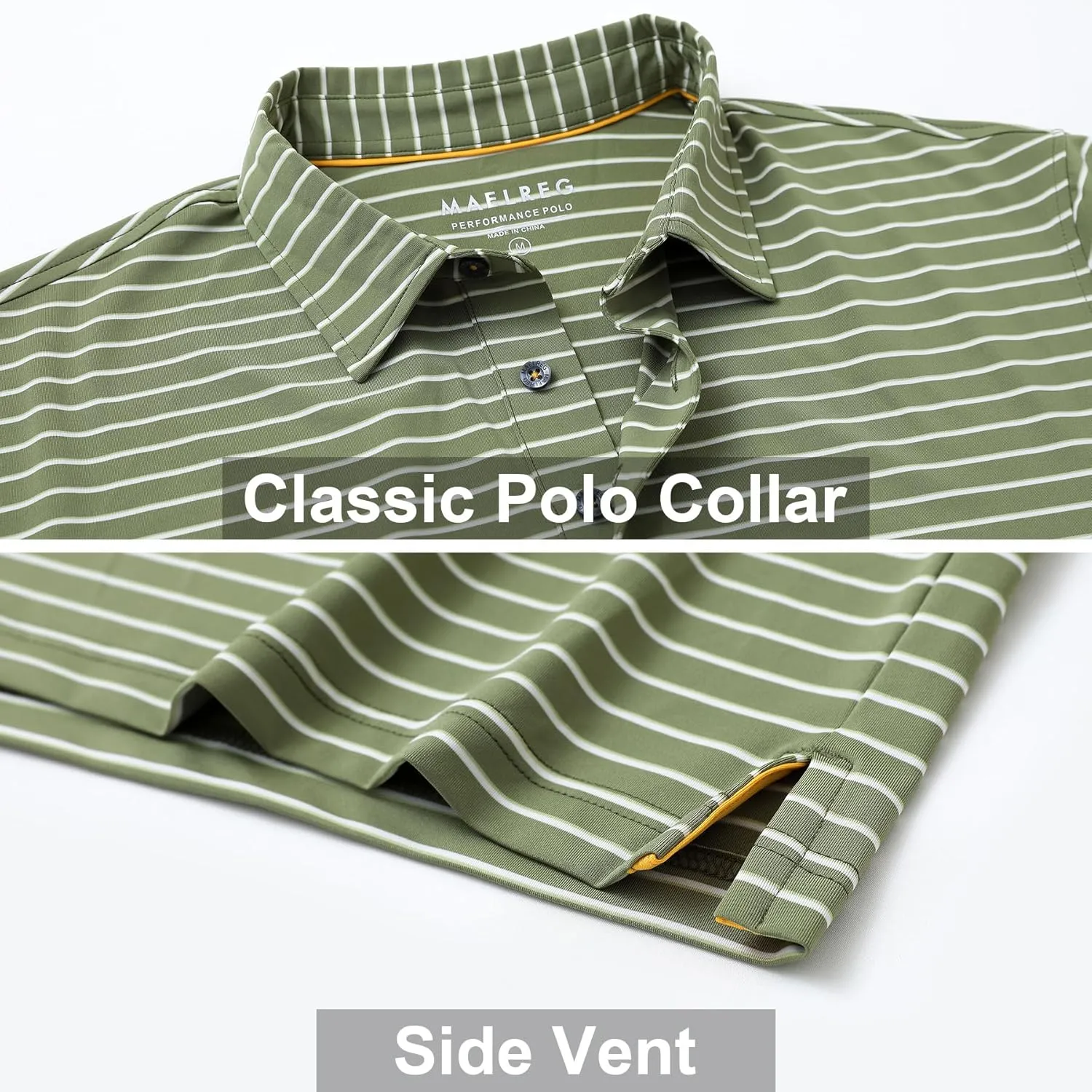 M MAELREG Boys' Polo Shirt Striped Short Sleeve Moisture Wicking Performance Stretch Active Casual Collared Kids Golf Shirt