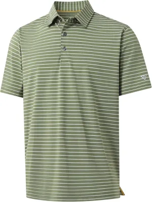 M MAELREG Boys' Polo Shirt Striped Short Sleeve Moisture Wicking Performance Stretch Active Casual Collared Kids Golf Shirt