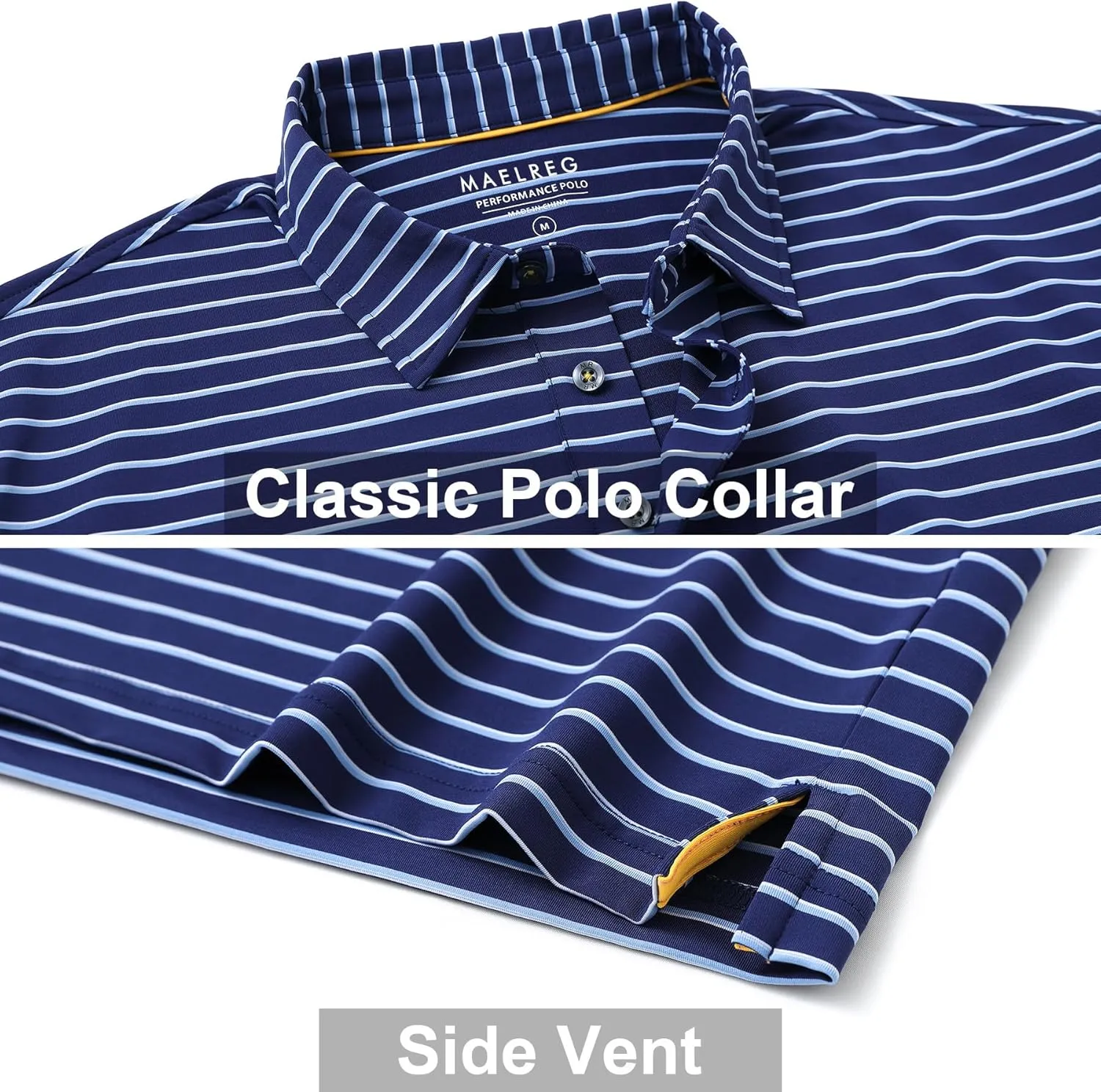 M MAELREG Boys' Polo Shirt Striped Short Sleeve Moisture Wicking Performance Stretch Active Casual Collared Kids Golf Shirt