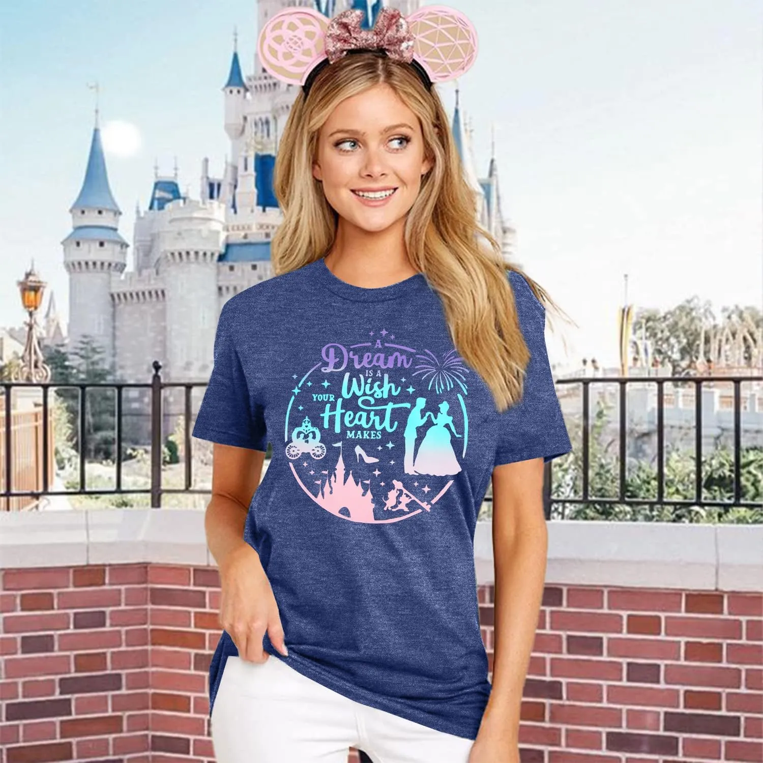 Magical Shirt for Women: Princess Castle Shirts Magic Kingdom T-Shirt Funny World Trips Short Sleeve Tee Top