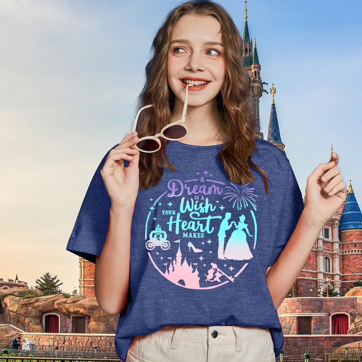 Magical Shirt for Women: Princess Castle Shirts Magic Kingdom T-Shirt Funny World Trips Short Sleeve Tee Top