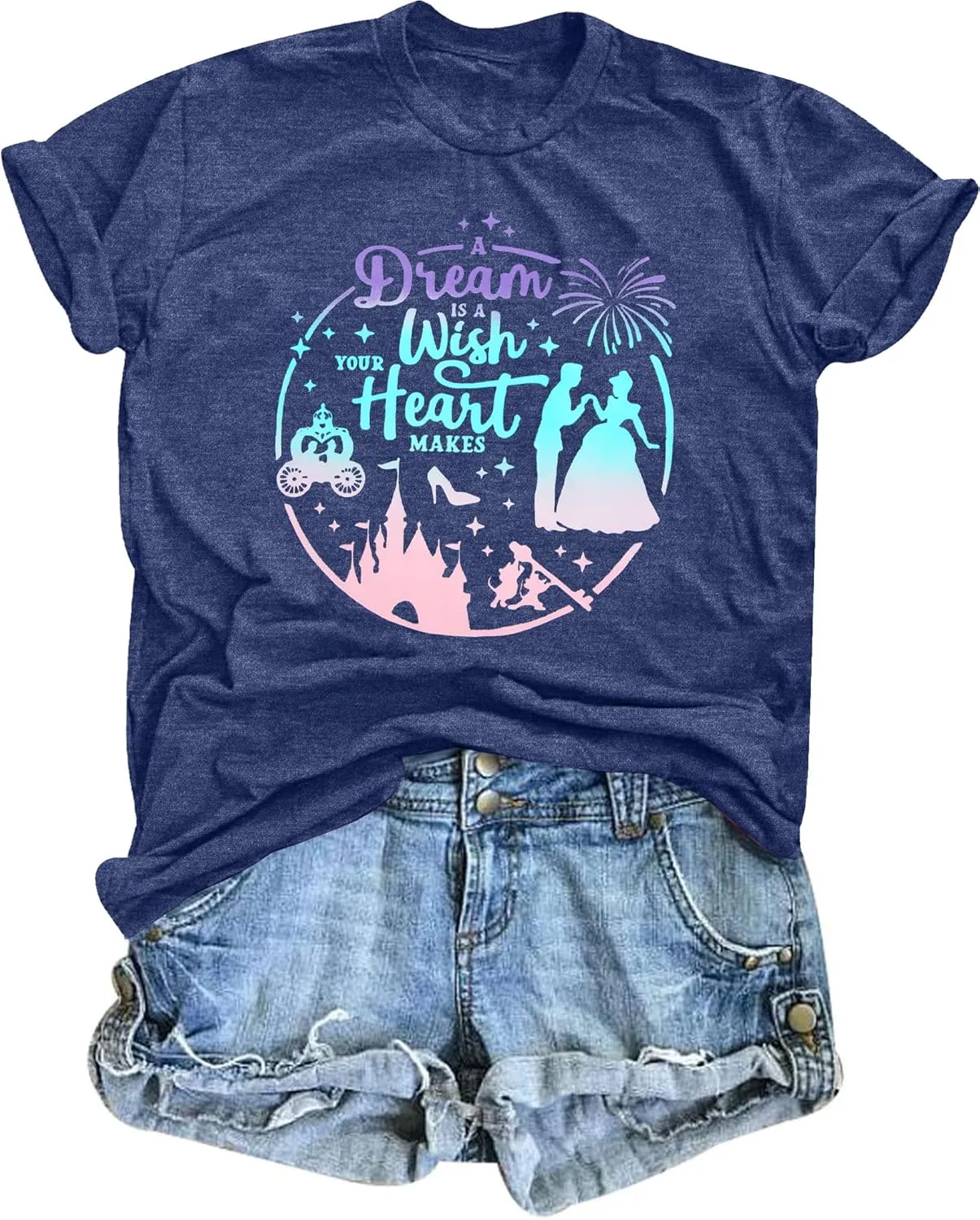 Magical Shirt for Women: Princess Castle Shirts Magic Kingdom T-Shirt Funny World Trips Short Sleeve Tee Top