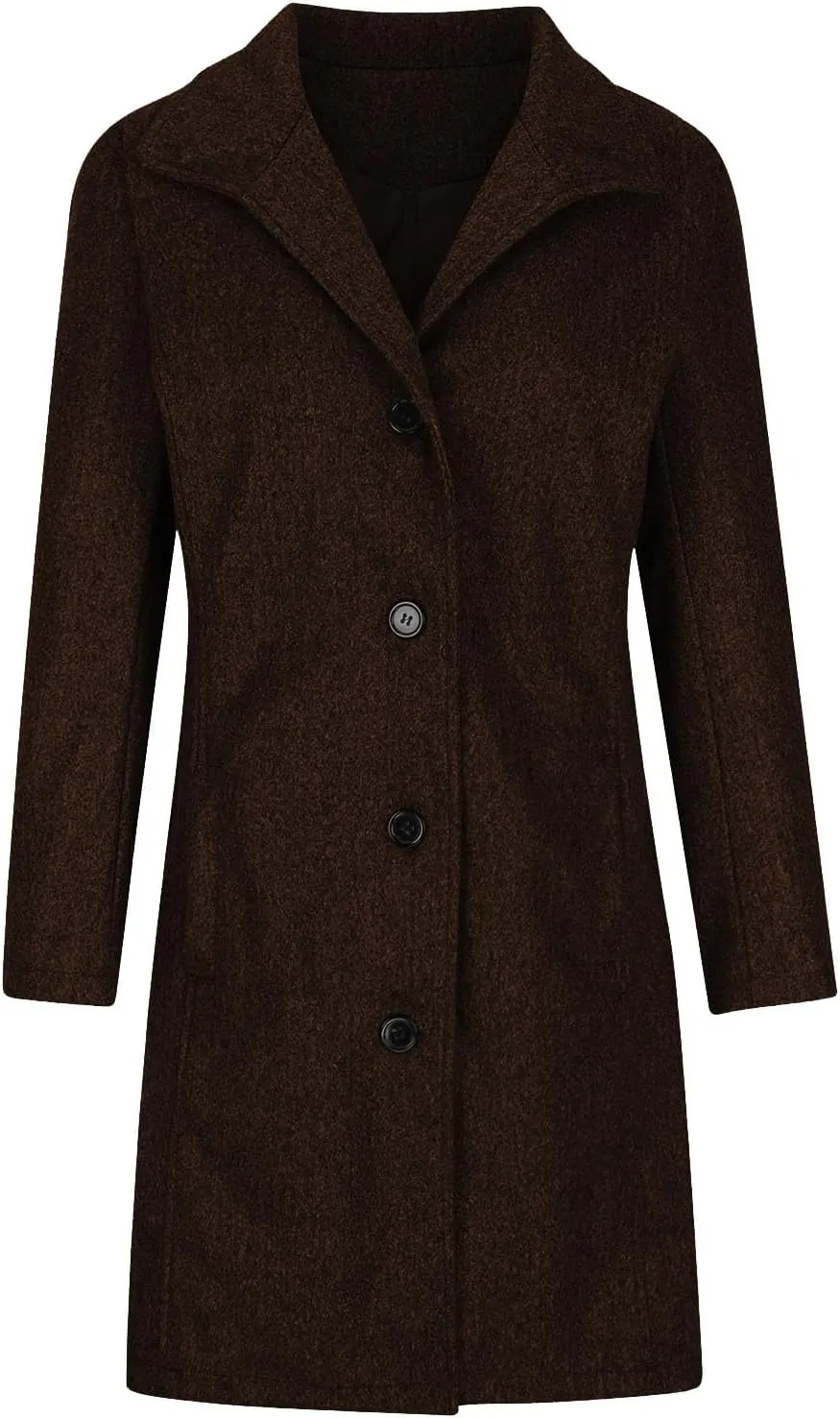 maisdgop Trench Coat Women Faux Wool Single Breasted Pea Coat Mid Length Jackets Oversized Loose Long Sleeve Windbreaker