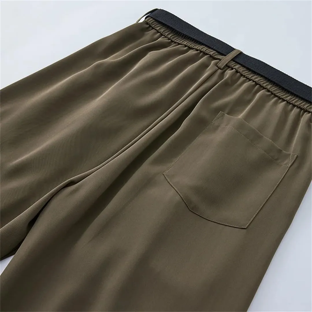 Men Cropped Harem Pants Comfortable Breathable Summer Trousers Straight Streetwear Suit Pants