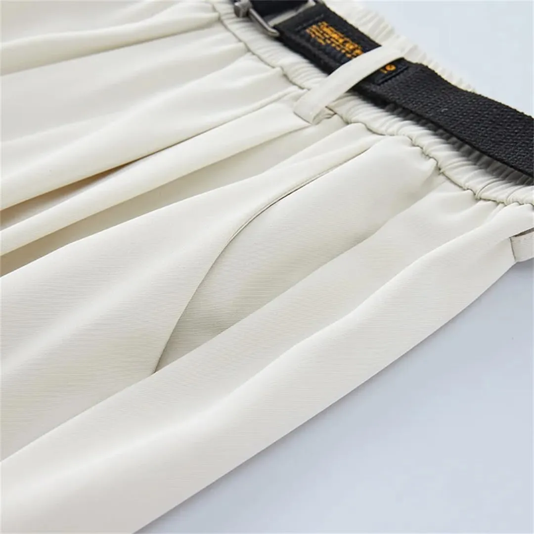 Men Cropped Harem Pants Comfortable Breathable Summer Trousers Straight Streetwear Suit Pants