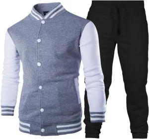 Mens 2 Pieces Tracksuits Full Zip Running Jogging Sweatsuit Athletic Sports Set Stripe Print Jacket & Sweatpants
