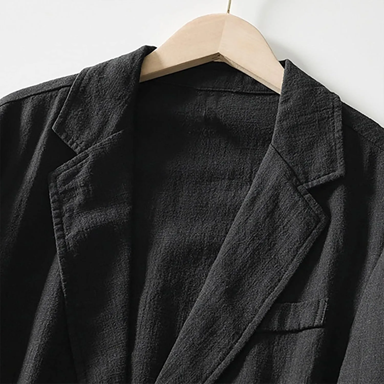 Mens Big and Tall Casual Linen Blazers Loose Fit Lightweight Button Up Suit Jackets Lapel Collar Tailored Sport Coats