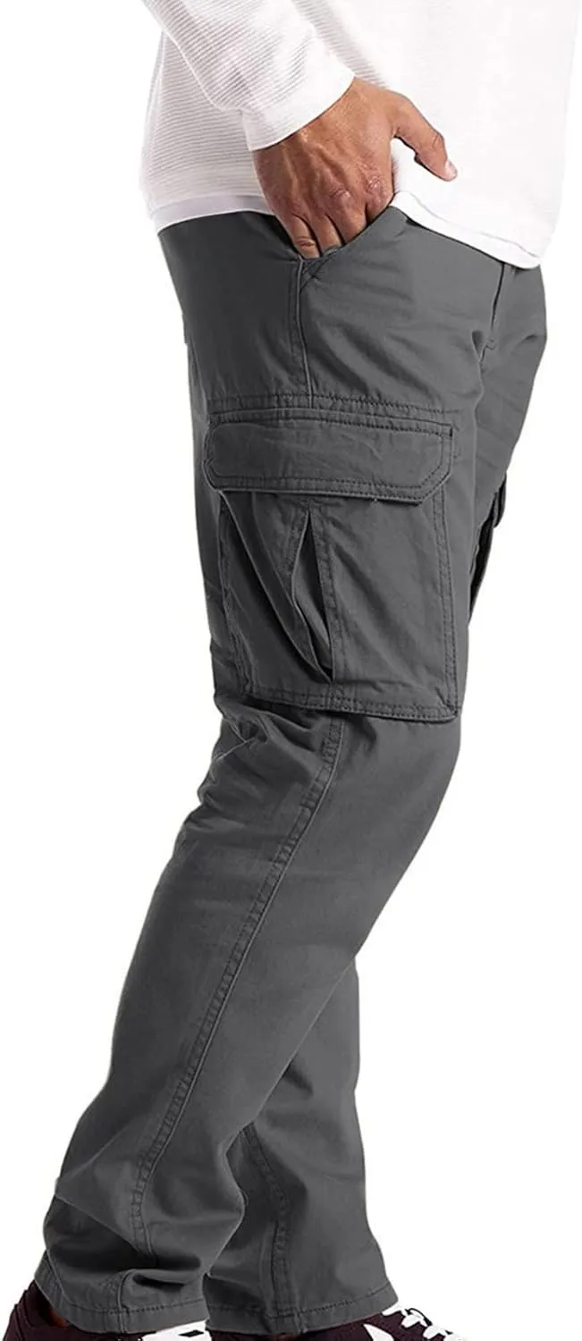 Mens Casual Cargo Pants Thin Lightweight Sweatpants Pleated Drawstring Pant Slim Fit Joggers Trousers Multi Pockets