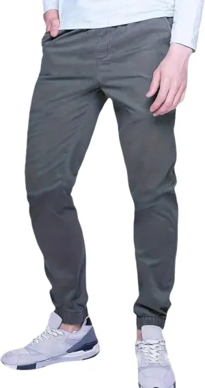 Men's Casual Chinos Pants Slim Fit Cargo Joggers Elastic Waist Drawstring Sweatpants Lightweight Outdoor Hiking Pant