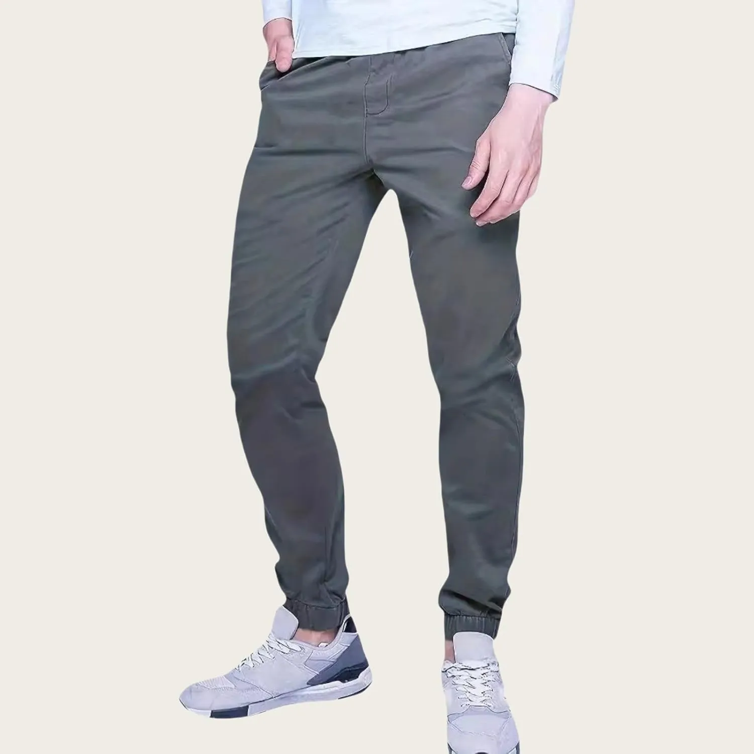 Men's Casual Chinos Pants Slim Fit Cargo Joggers Elastic Waist Drawstring Sweatpants Lightweight Outdoor Hiking Pant