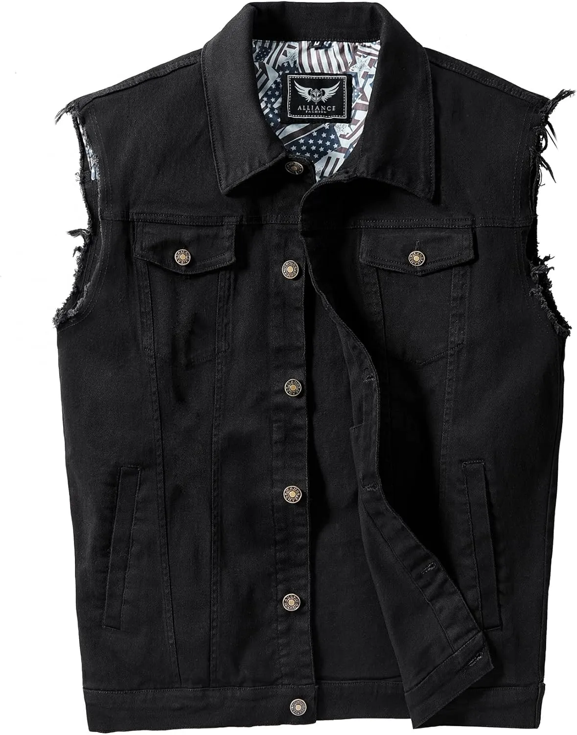 Men's Casual Jean Vest Stretchy Motorcycle Denim Sleeveless Vest