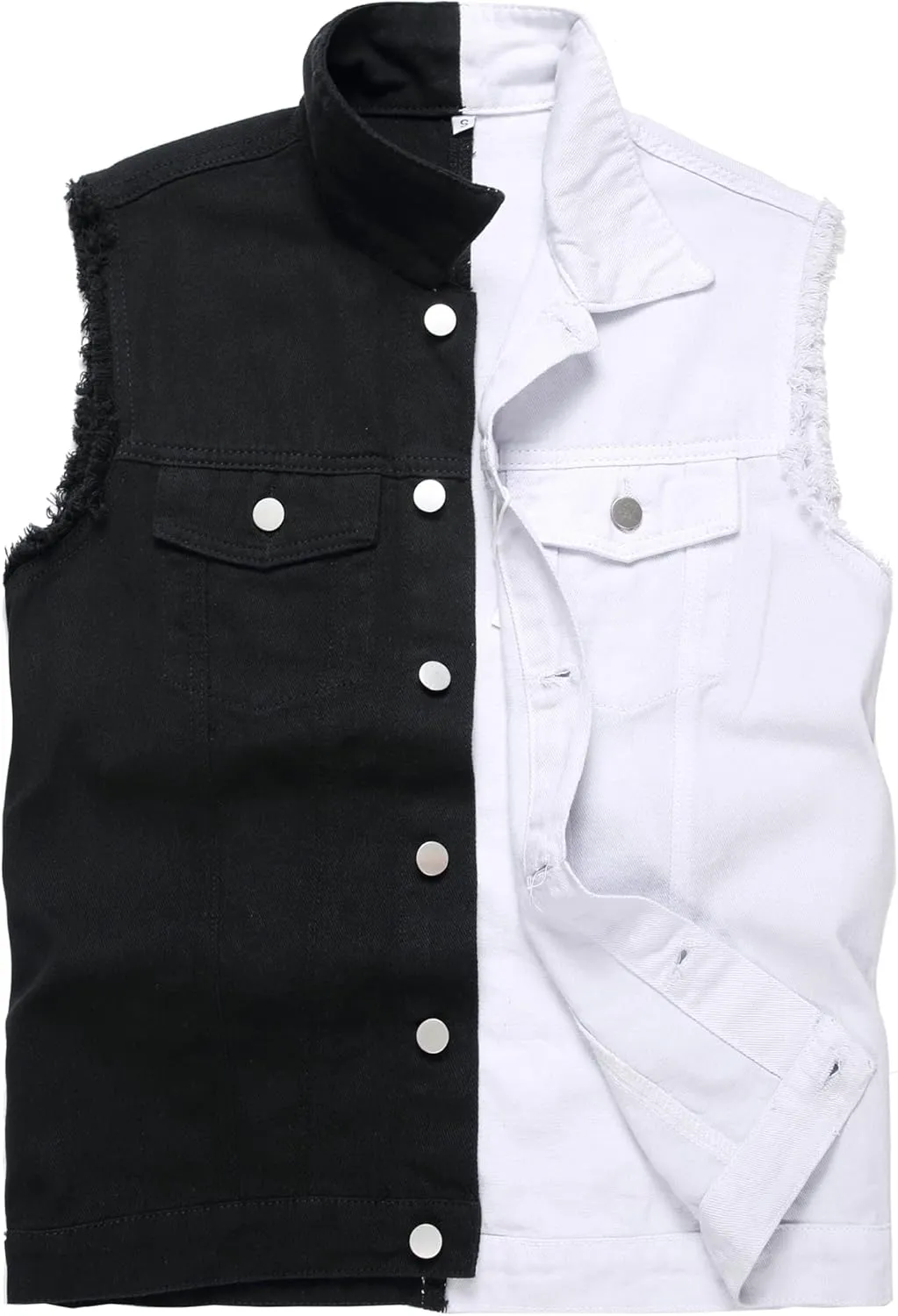 Men's Denim Vest,Sleeveless Jacket Slim Fit Vintage Casual Ripped Summer Jean Vest for Men