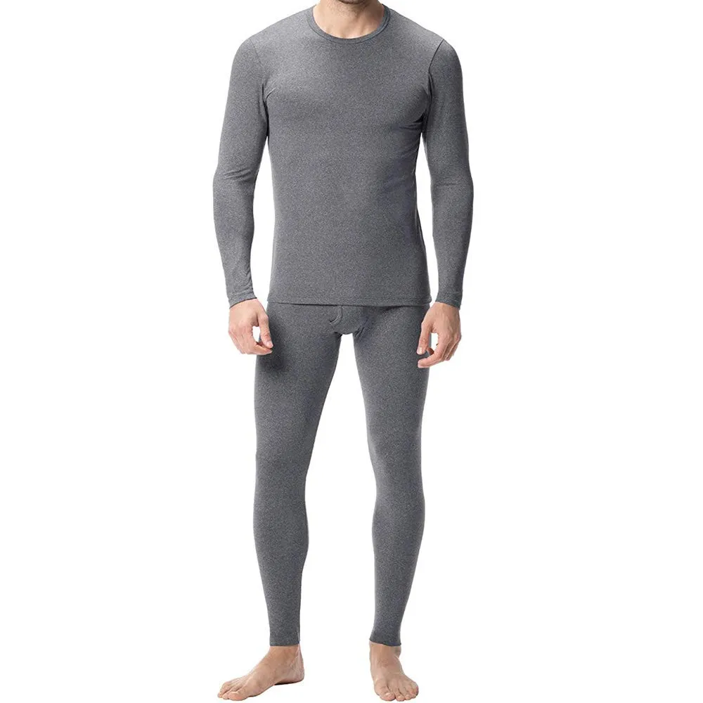 Mens Fleece Lined Stretch Warm Thermal Underwear Pajamas 2 Piece Set