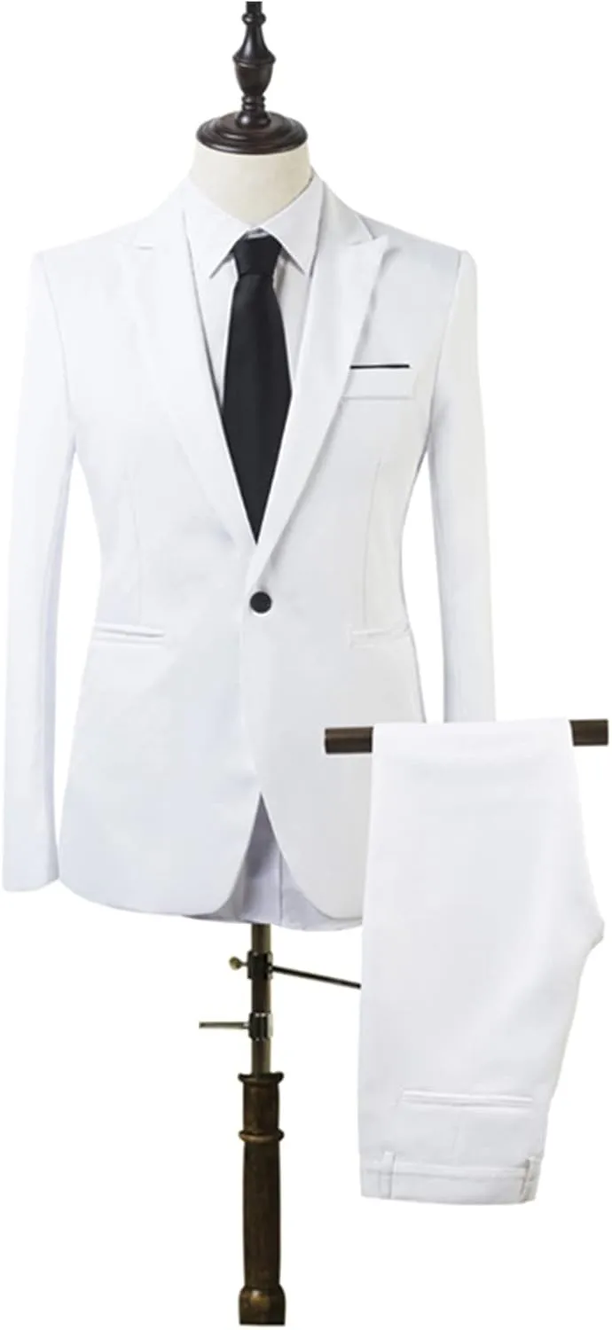Men's Formal Dress Blazer Jacket Pants Casual Work Office Business Suit Jacket Fashion 3 Piece Tuxedo Prom Suits Set