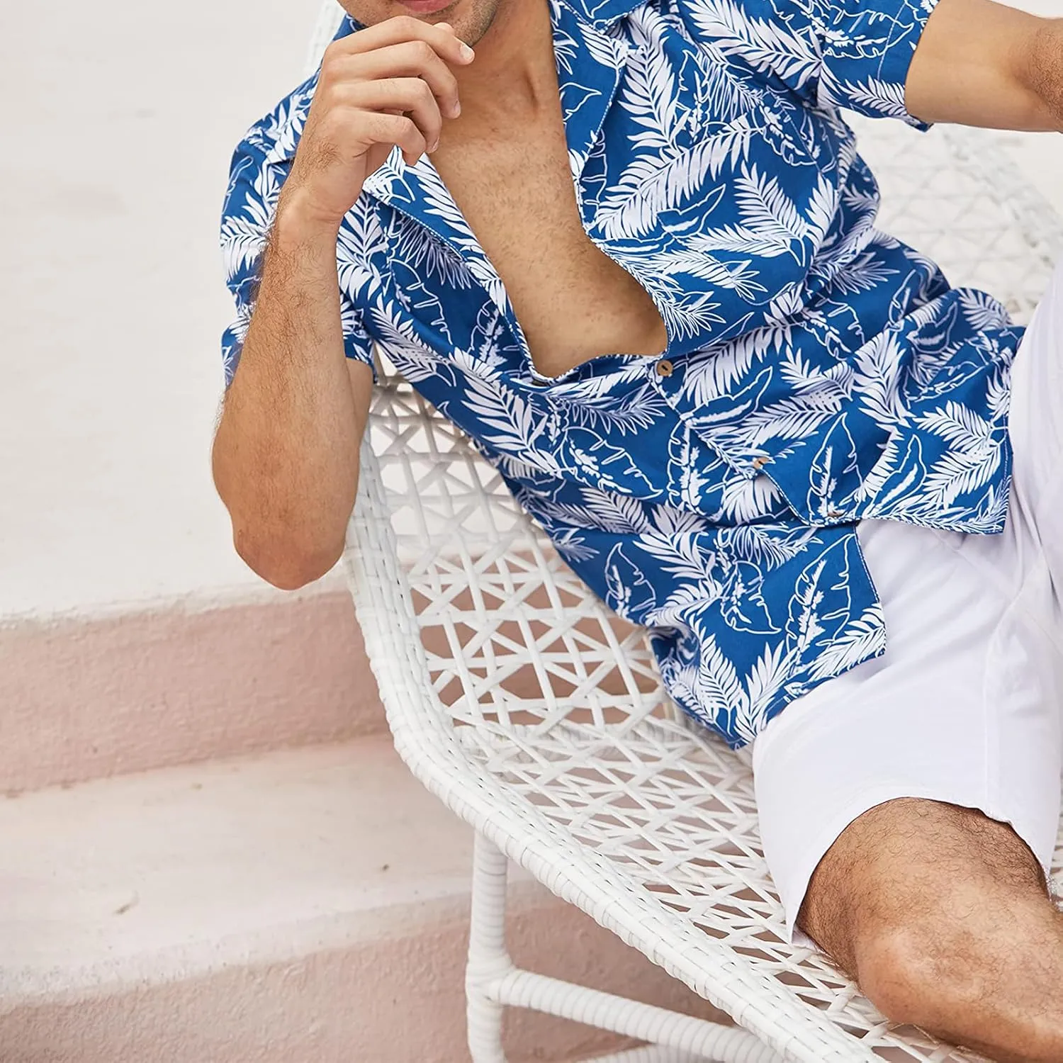 Men's Hawaiian Shirt Tops Vintage Short Sleeve Button Down Beach Shirt Male Tropical Floral Summer Pullover Party Holiday