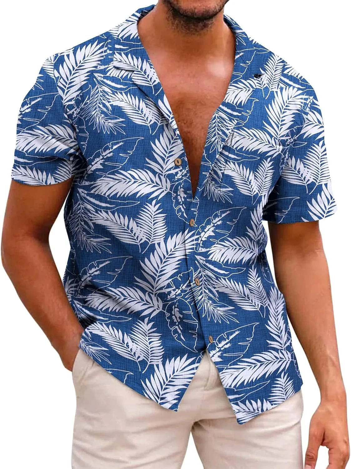 Men's Hawaiian Shirt Tops Vintage Short Sleeve Button Down Beach Shirt Male Tropical Floral Summer Pullover Party Holiday