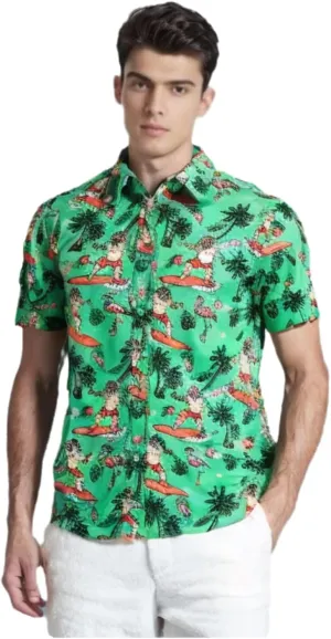 Men's Hawaiian Shirts Short Sleeve Summer Button Down Beach Shirt for Men, Vintage Tropical Floral Print Hawaiian Shirt Tops
