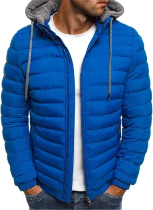 Men's Hooded Winter Coat Lightweight Packable Puffer Jacket Warm Full Zip Down Coat Snow Ski Jacket for Cold Weather
