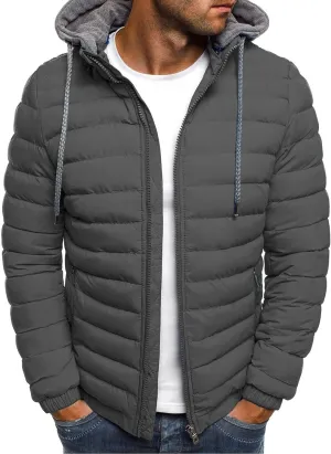 Men's Hooded Winter Coat Lightweight Packable Puffer Jacket Warm Full Zip Down Coat Snow Ski Jacket for Cold Weather