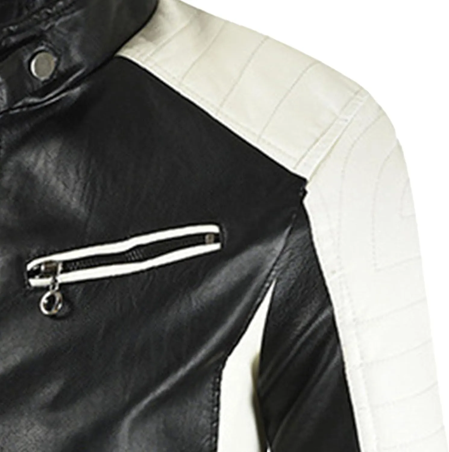 Mens Jacket Motorcycle Vintage Pu Stand Collar Coats Faux Leather Jackets Bomber Fashion Slim Fit Jacket Coat