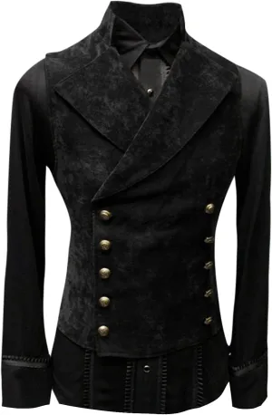 Men's Medieval Vest Victorian Steampunk Gothic Waistcoat Slim Fit Double Breasted Gentleman Wedding Prom Party Tuxedo Jacket