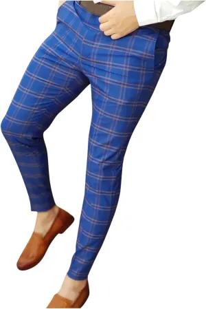 Mens Plaid Stretch Dress Pants Slim Fit Skinny Chino Pant Tapered Leg Checkered Casual Business Golf Work Suit Pants