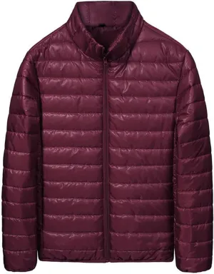 Mens Puffer Jacket Packable Lightweight Waterproof Workout Down Jacket Plus Size Sport Work Winter Coat with Pockets