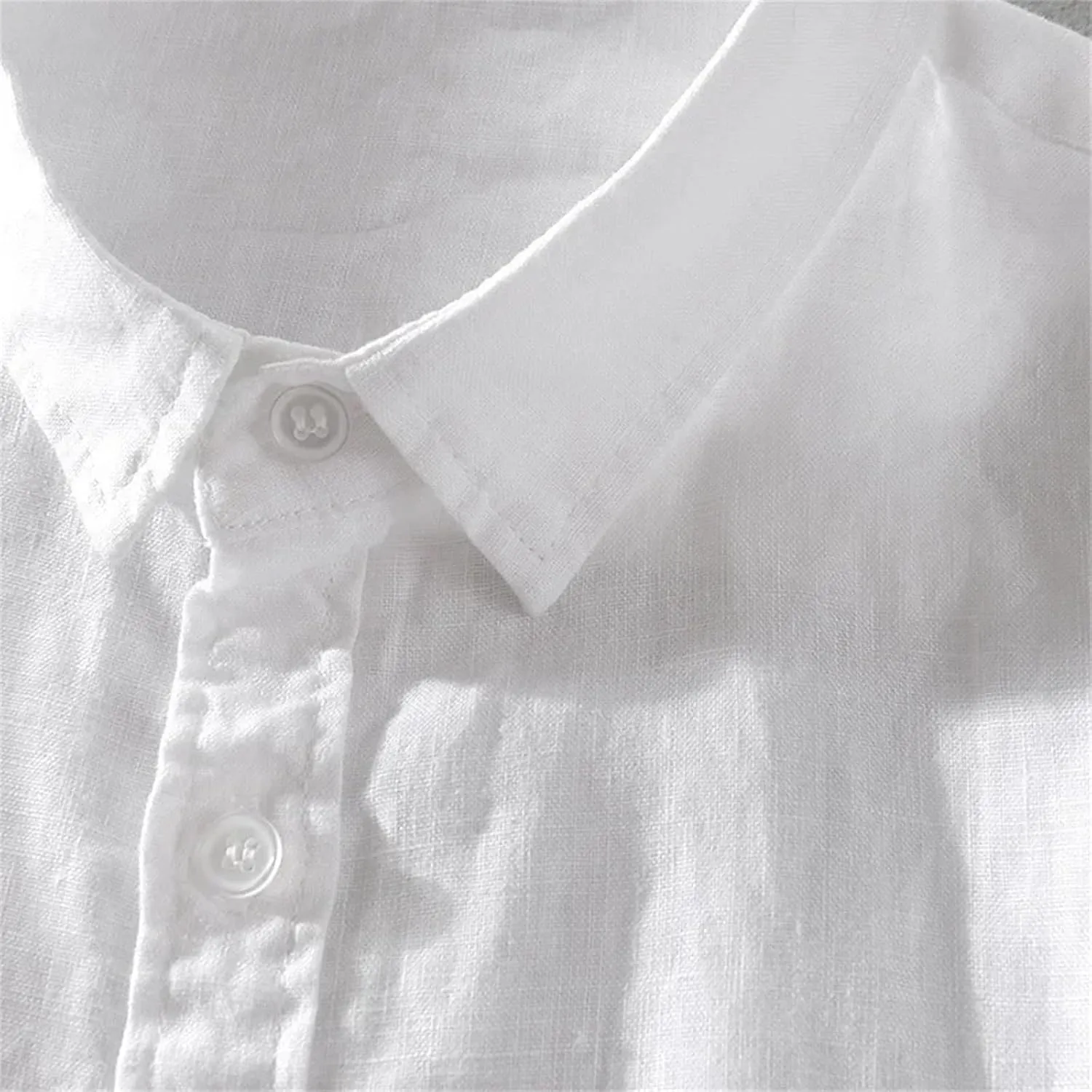 Men's Pure Linen Short Sleeve Shirt for Men Casual Half Sleeve Cotton Linen Fabric White Color Wear Beach Shirt