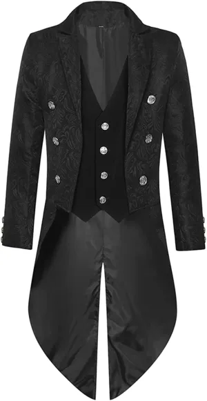 Mens Steampunk Medieval Jacket Halloween Gothic Victorian Coat Tops Long Sleeve Cardigan Vintage Trench Coat