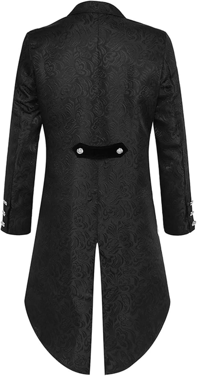 Mens Steampunk Medieval Jacket Halloween Gothic Victorian Coat Tops Long Sleeve Cardigan Vintage Trench Coat