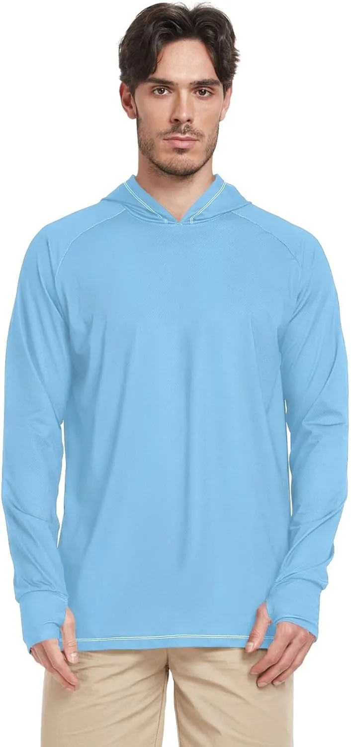 Mens Sun Shirts Protection Long Sleeve UPF 50   Sun Shirt with Hood Lightweight Men Rash Guards Swim Shirt