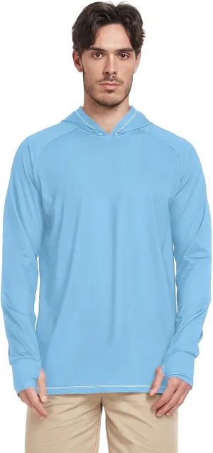Mens Sun Shirts Protection Long Sleeve UPF 50   Sun Shirt with Hood Lightweight Men Rash Guards Swim Shirt