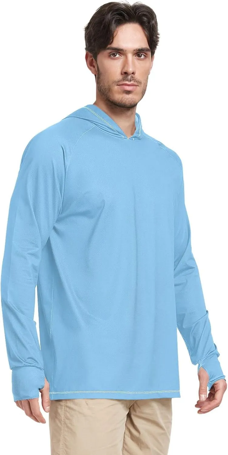 Mens Sun Shirts Protection Long Sleeve UPF 50   Sun Shirt with Hood Lightweight Men Rash Guards Swim Shirt