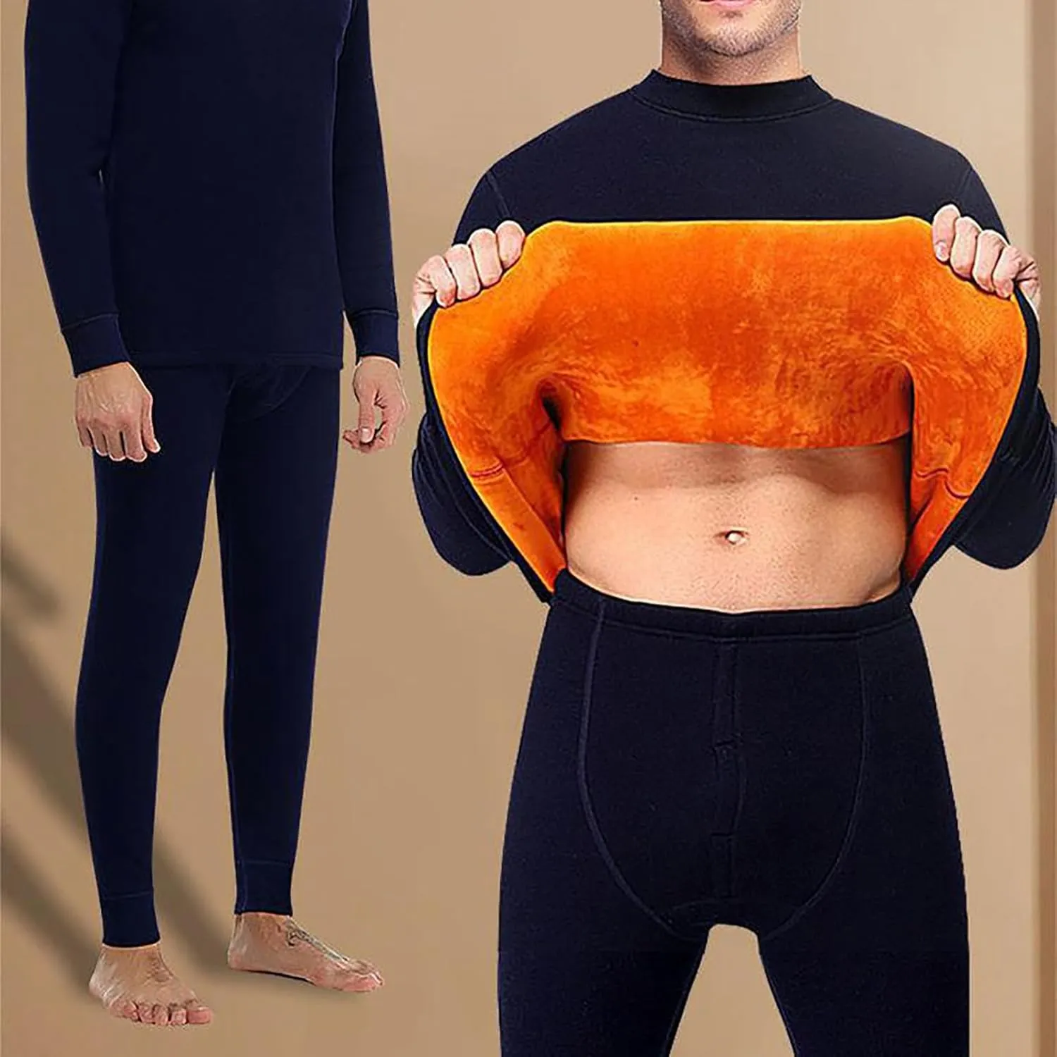 Men's Thermal Underwear Set Men's Thermal Underwear Set Lined Long Thermal Underwear Winter Warm Base Layer Top