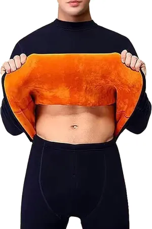Men's Thermal Underwear Set Men's Thermal Underwear Set Lined Long Thermal Underwear Winter Warm Base Layer Top