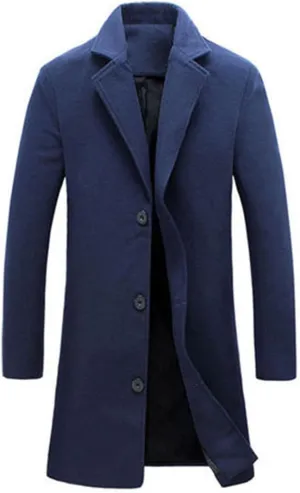 Men's Trench Coat Oversized Double Breasted Peacoat Winter Wool Blend Overcoat Notched Lapel Windbreaker Long Jacket