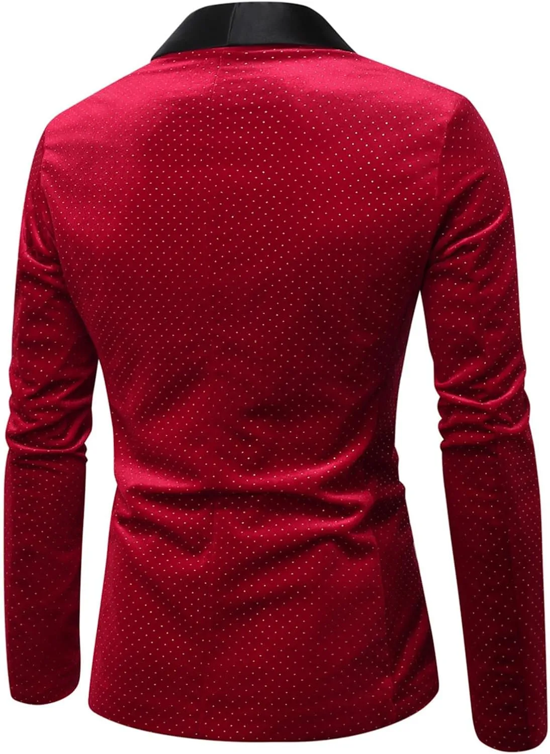 Men's Velvet Blazer Shawl Lapel One Button Suit Jacket Stylish Polka Dot Wedding Tuxedo for Dinner Prom Party Disco