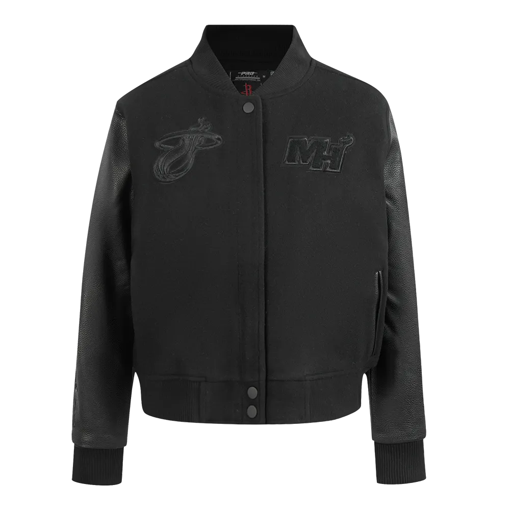 MIAMI HEAT TRIPLE BLACK WOMEN'S WOOL VARSITY JACKET (TRIPLE BLACK WOMEN'S)