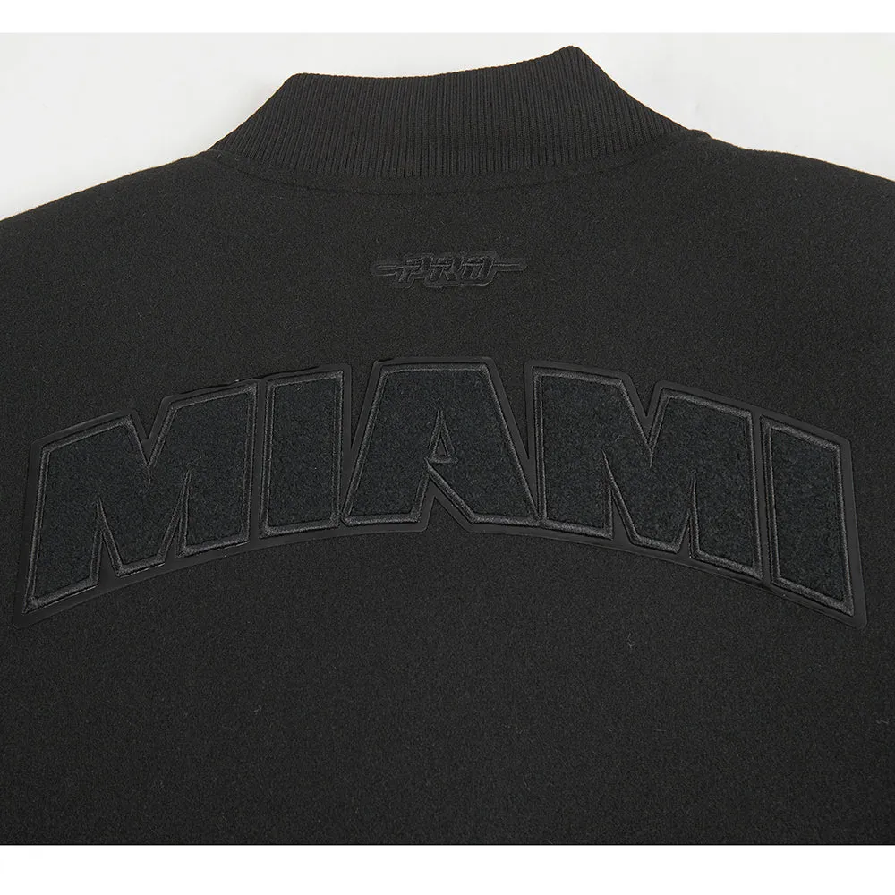 MIAMI HEAT TRIPLE BLACK WOMEN'S WOOL VARSITY JACKET (TRIPLE BLACK WOMEN'S)