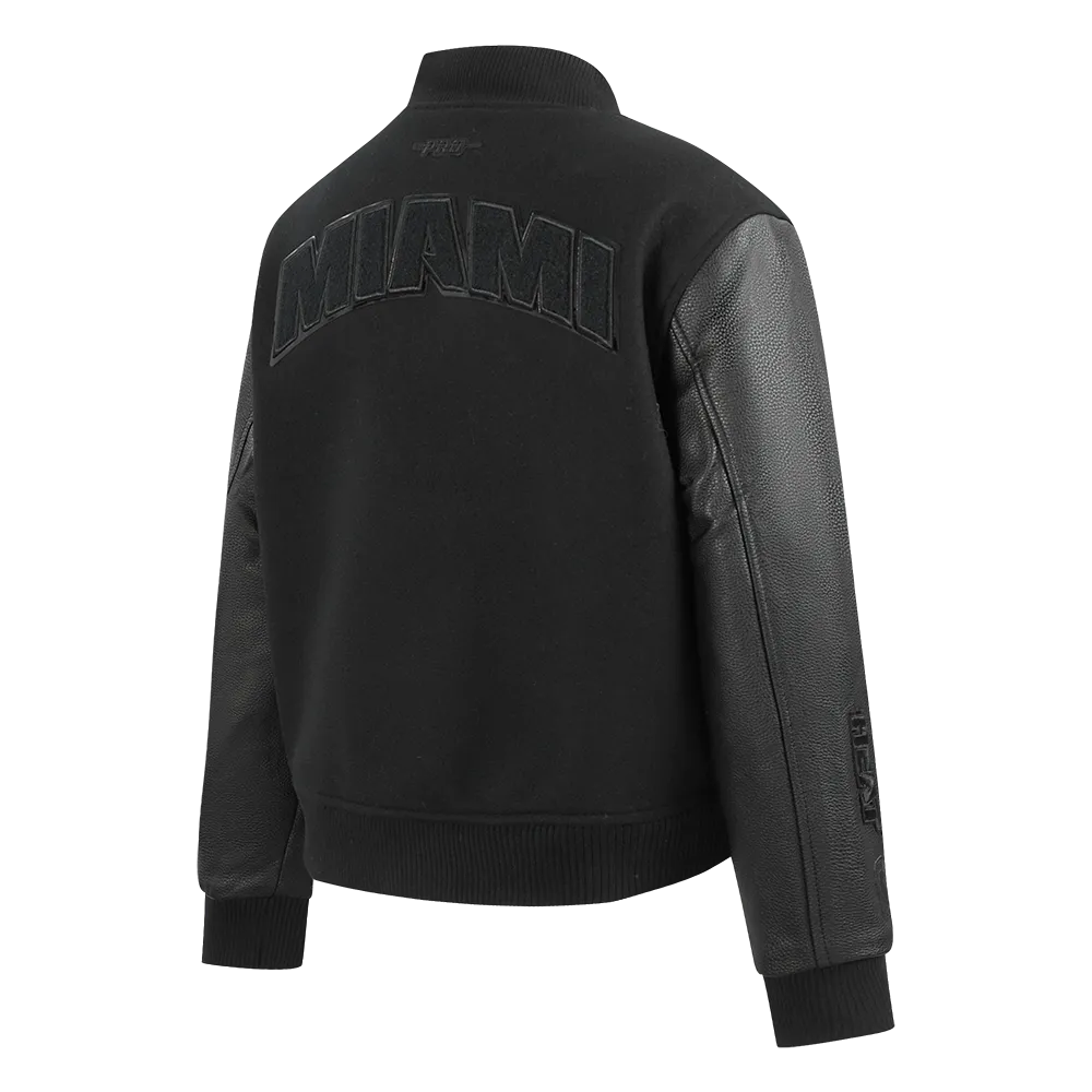MIAMI HEAT TRIPLE BLACK WOMEN'S WOOL VARSITY JACKET (TRIPLE BLACK WOMEN'S)