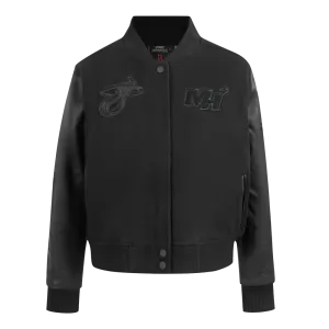MIAMI HEAT TRIPLE BLACK WOMEN'S WOOL VARSITY JACKET (TRIPLE BLACK WOMEN'S)