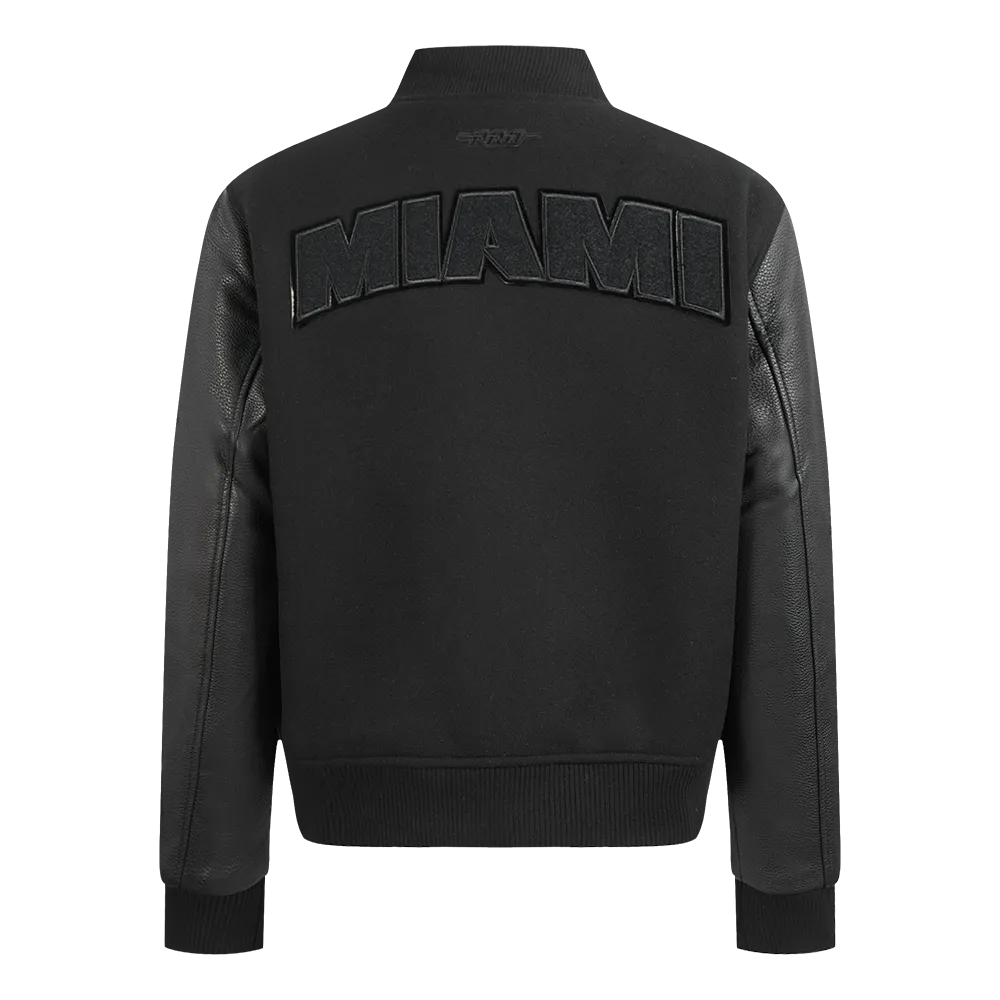 MIAMI HEAT TRIPLE BLACK WOMEN'S WOOL VARSITY JACKET (TRIPLE BLACK WOMEN'S)