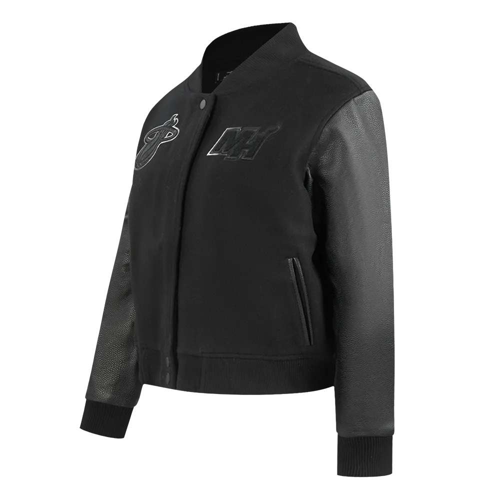 MIAMI HEAT TRIPLE BLACK WOMEN'S WOOL VARSITY JACKET (TRIPLE BLACK WOMEN'S)