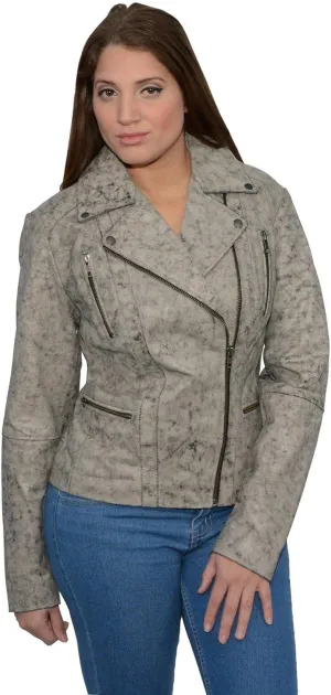 Milwaukee Leather SFL2835 Women's Distressed Brown Motorcycle Style Fashion Leather Jacket with Asymmetrical Zipper