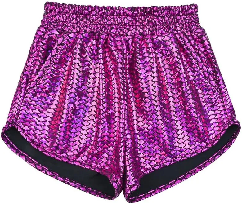 Mirawise Girls Metallic Shorts Shiny Hot Pants Sparkly Dance Outfits Short Pants