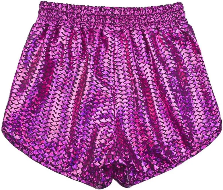 Mirawise Girls Metallic Shorts Shiny Hot Pants Sparkly Dance Outfits Short Pants