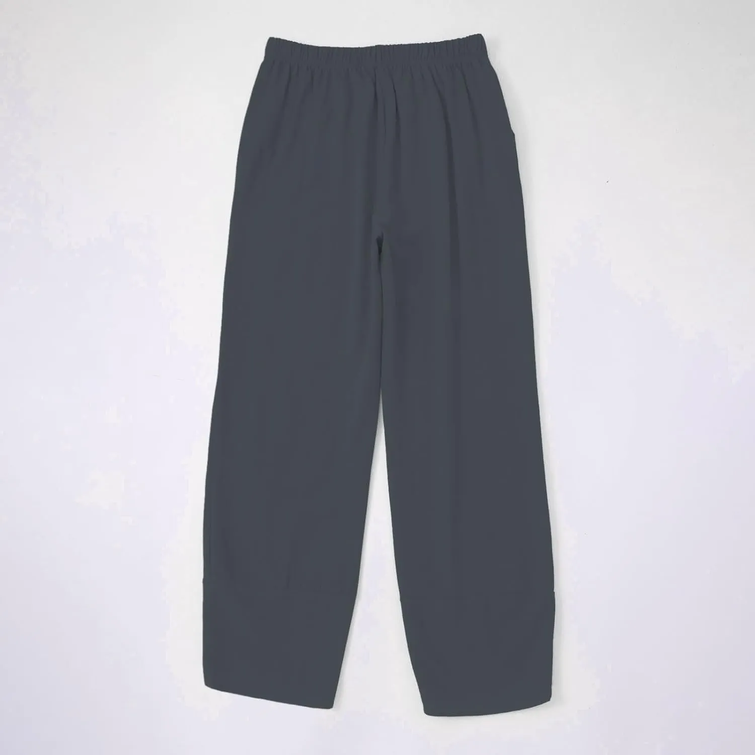 Miyaomn Linen Pants for Women Casual Summer Elastic Waist Capri Pants Solid Color Loose Wide Leg Cropped Trousers with Pocket