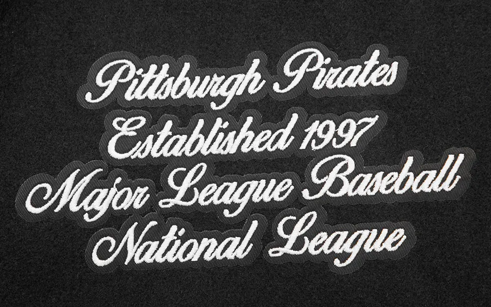MLB PITTSBURGH PIRATES TEAM PENNANTS MEN'S RIB WOOL VARSITY JACKET (BLACK/YELLOW)